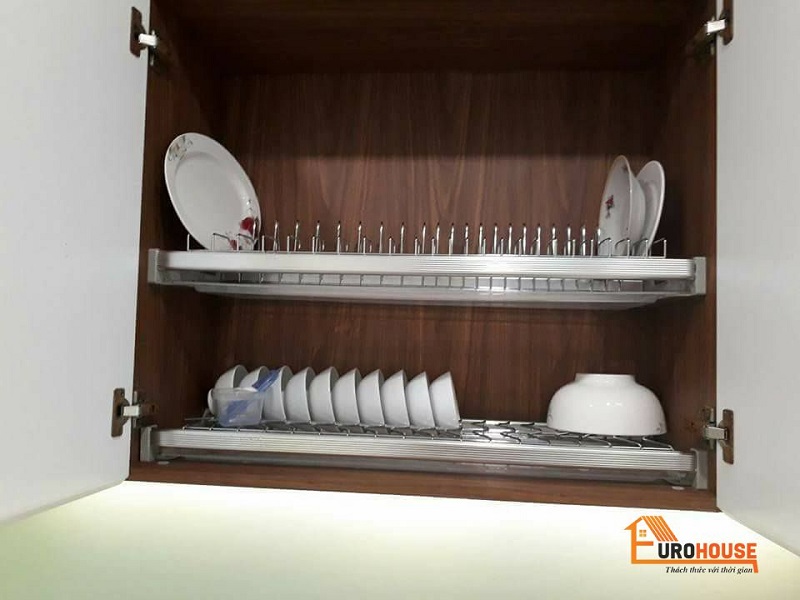 Giá để bát đĩa cố định inox BossEU dành cho tủ bếp thiết kế 2 tầng
